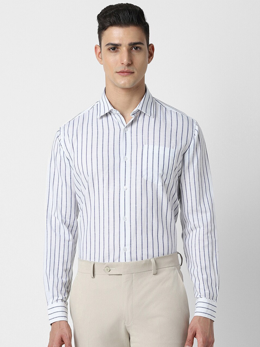 

Van Heusen Spread Collar Regular Fit Striped Formal Shirt, White