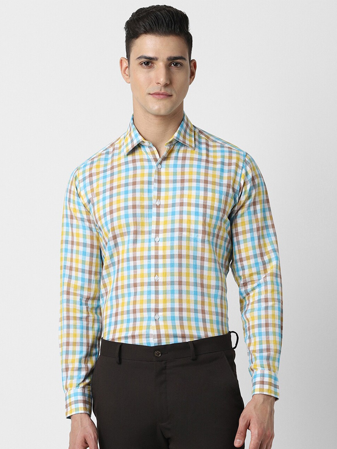 

Van Heusen Spread Collar Regular Fit Checked Formal Shirt, Multi