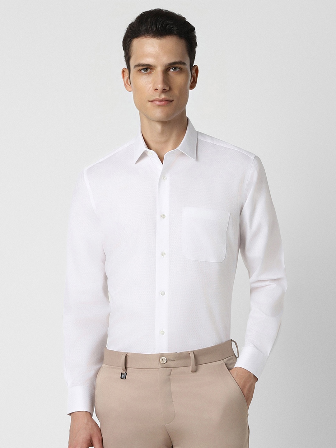 

Van Heusen Self Design Textured Cotton Formal Shirt, White