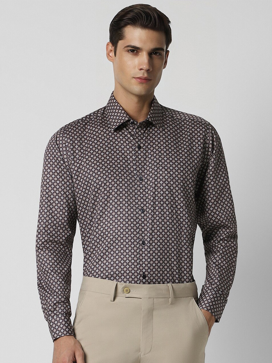 

Van Heusen Micro Ditsy Printed Cotton Formal Shirt, Brown