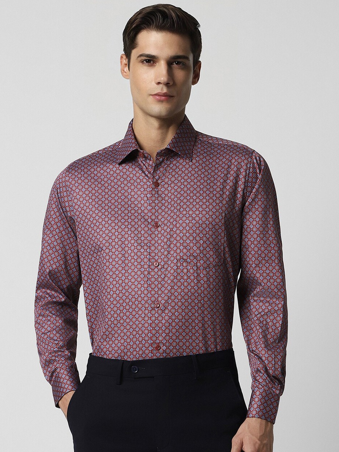 

Van Heusen Micro Ditsy Printed Cotton Casual Shirt, Purple