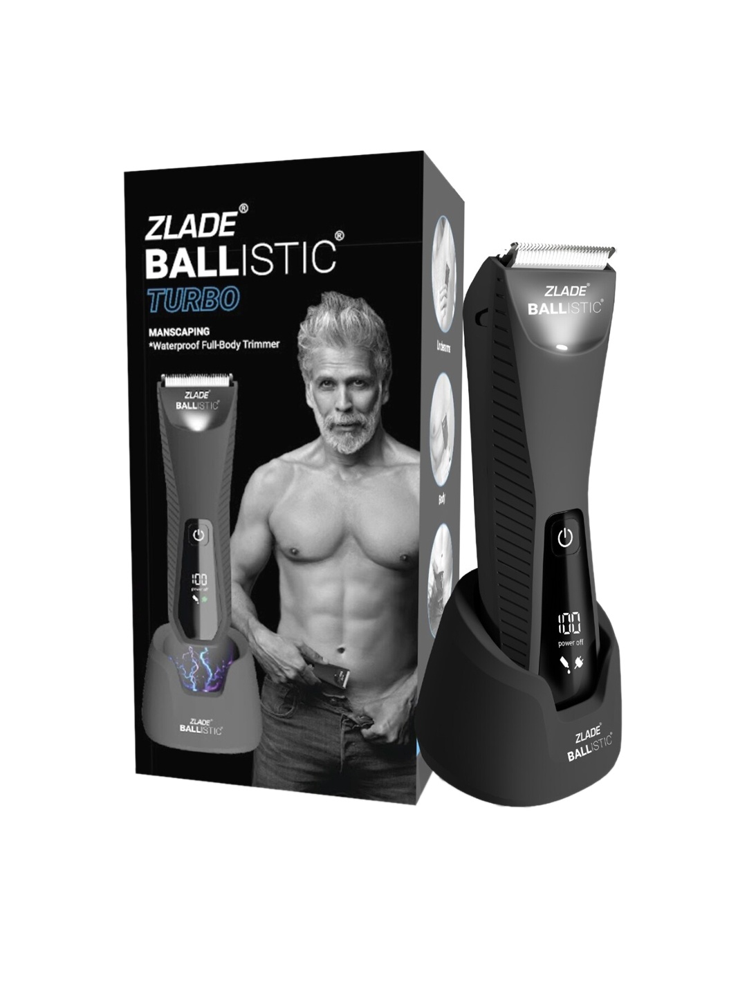 ZLADE Men Ballistic TURBO 3.0 Manscaping Full-Body Trimmer, Black