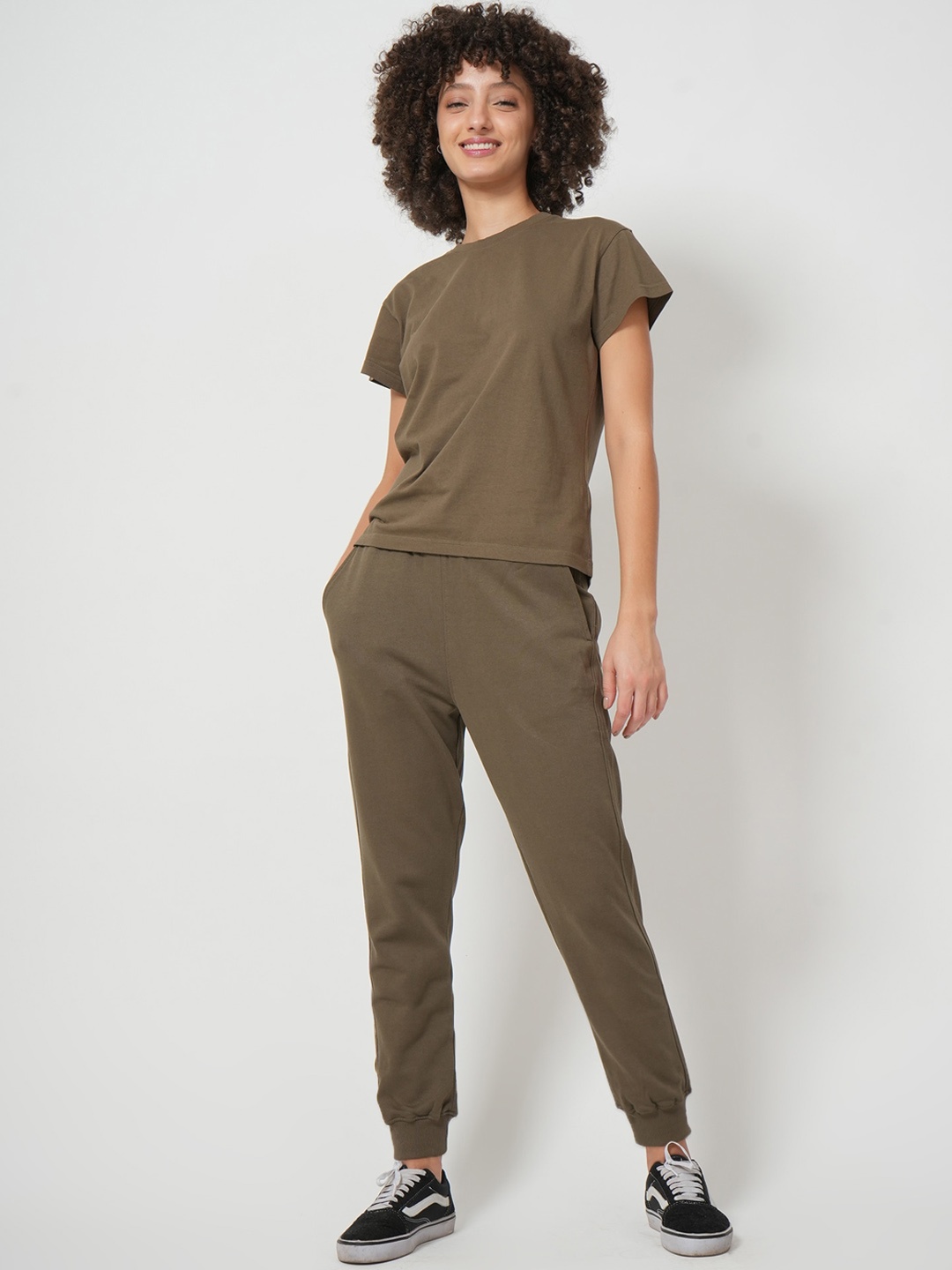 

Saltpetre Round Neck Pure Organic Cotton T-shirt & Ribbed Jogger, Olive