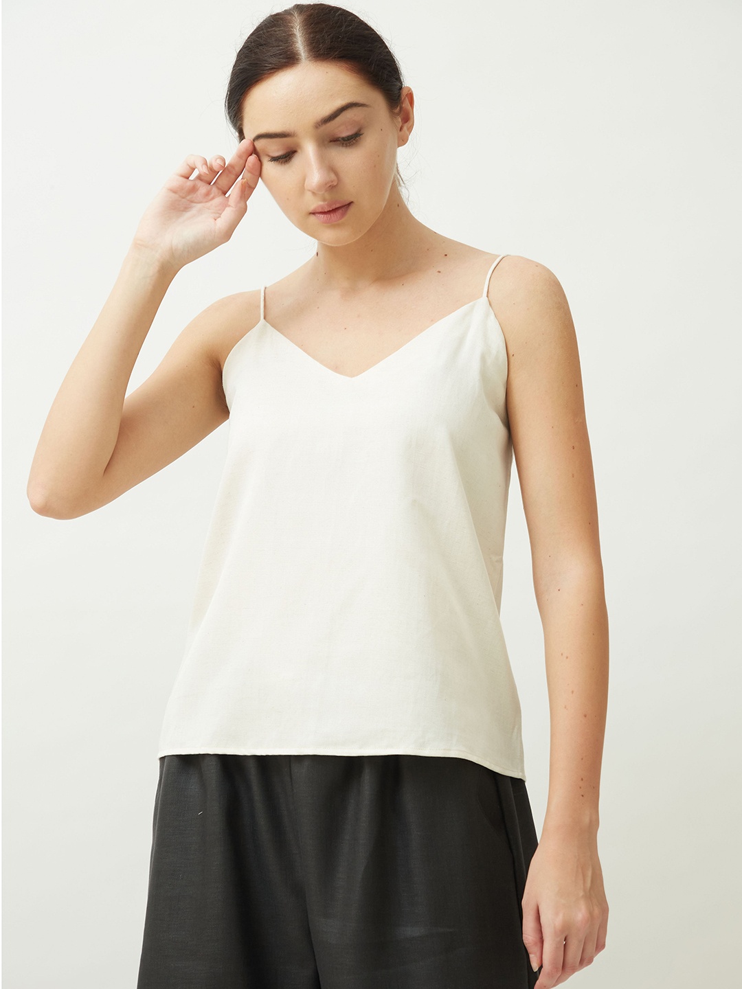 

Saltpetre Organic Cotton Shoulder Straps Top With Pyjamas, Cream