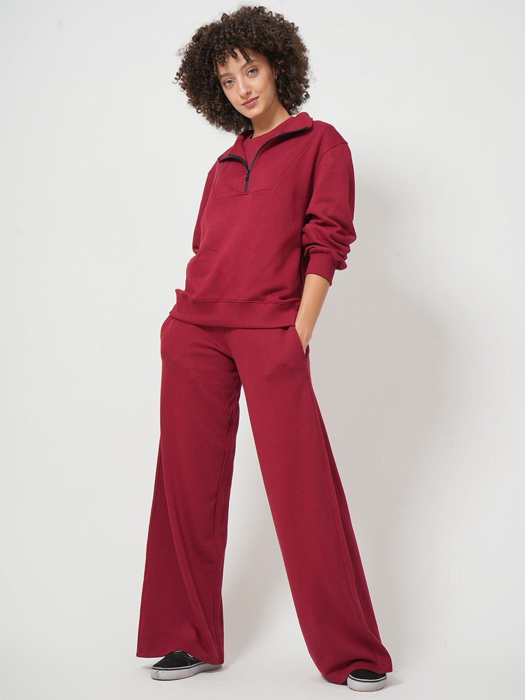 

Saltpetre High Neck Organic Cotton Co-Ords, Maroon