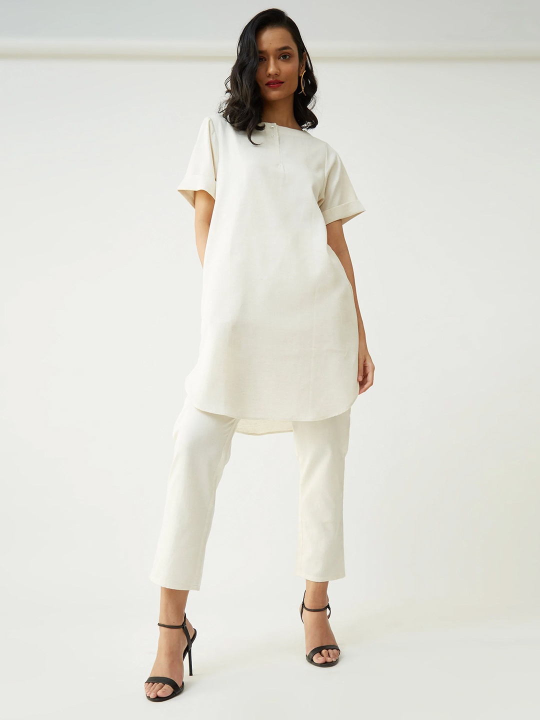 

Saltpetre Round Neck Organic Cotton Tunic & Trouser, Cream