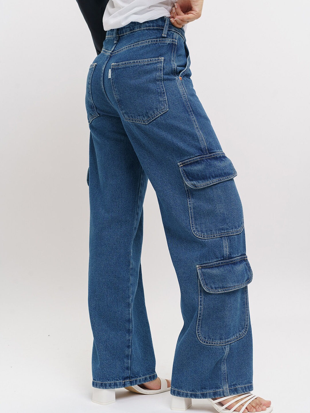 

FREAKINS Women Straight Fit High Rise Clean Look Pure Cotton Jeans, Blue
