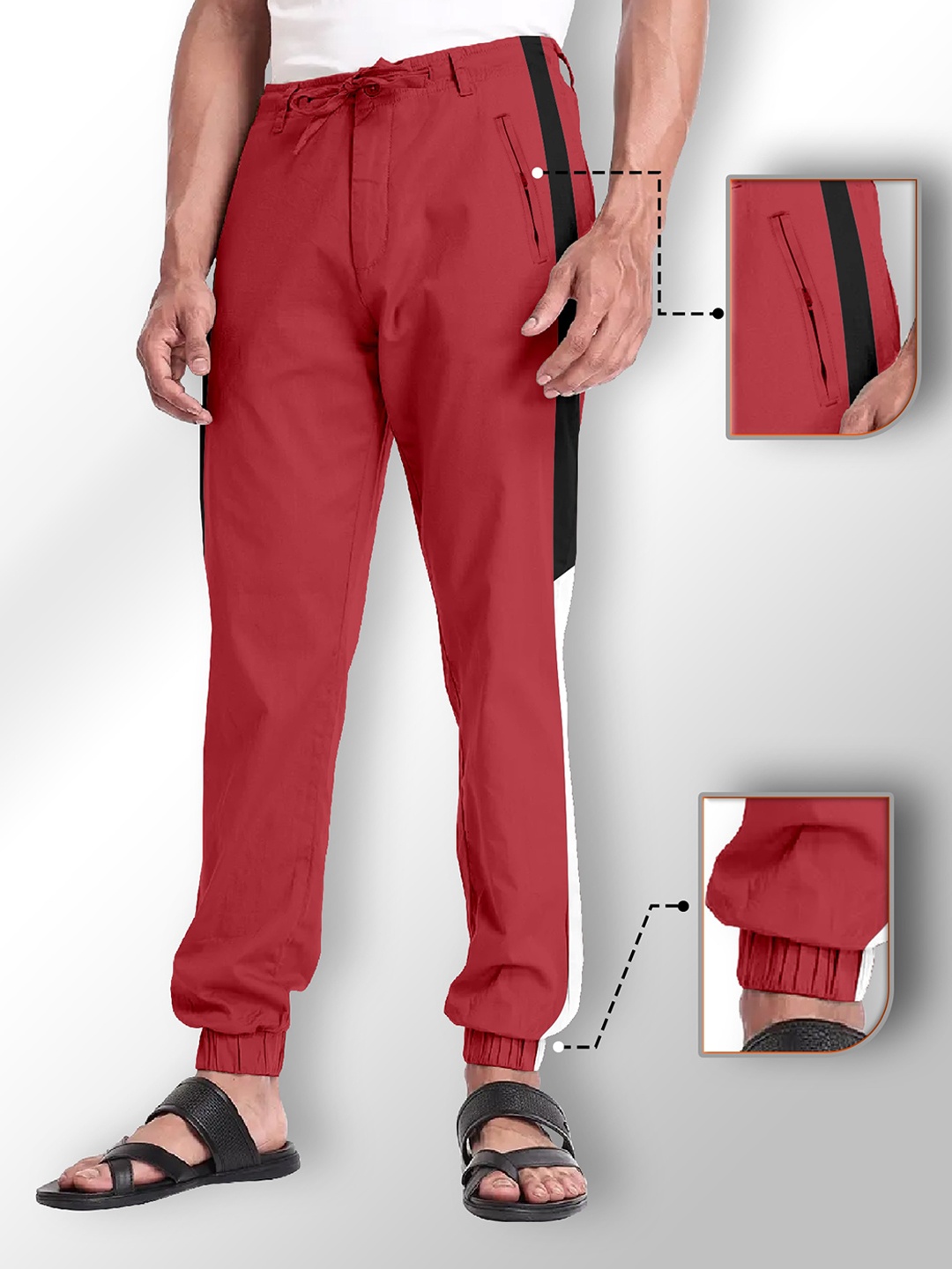 

FTX Men Mid-Rise Pure Cotton Joggers, Red