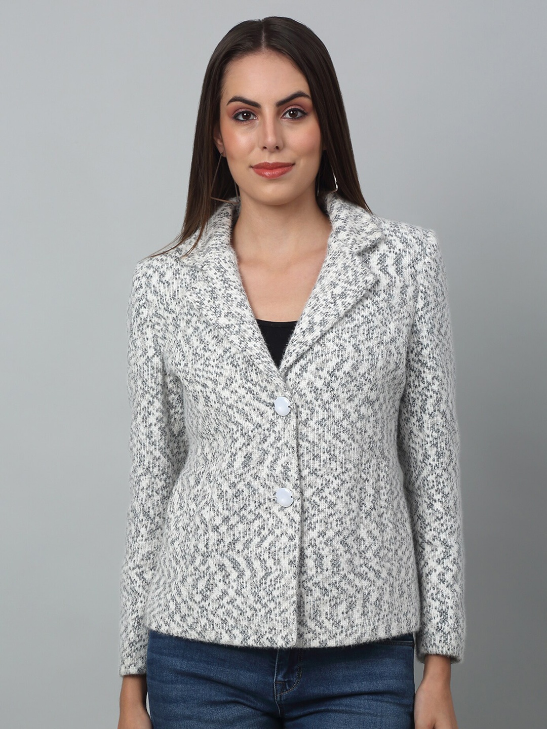 

Cantabil Self Designed Single Breasted Acrylic Blazers, White