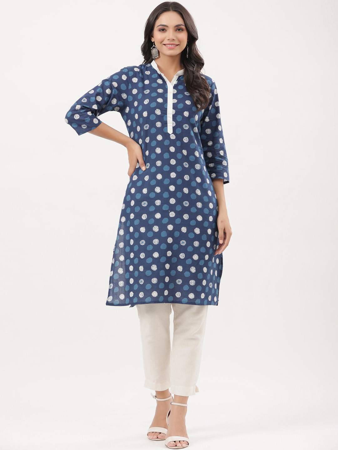 

mirari Polka Dot Printed Kurta, Blue