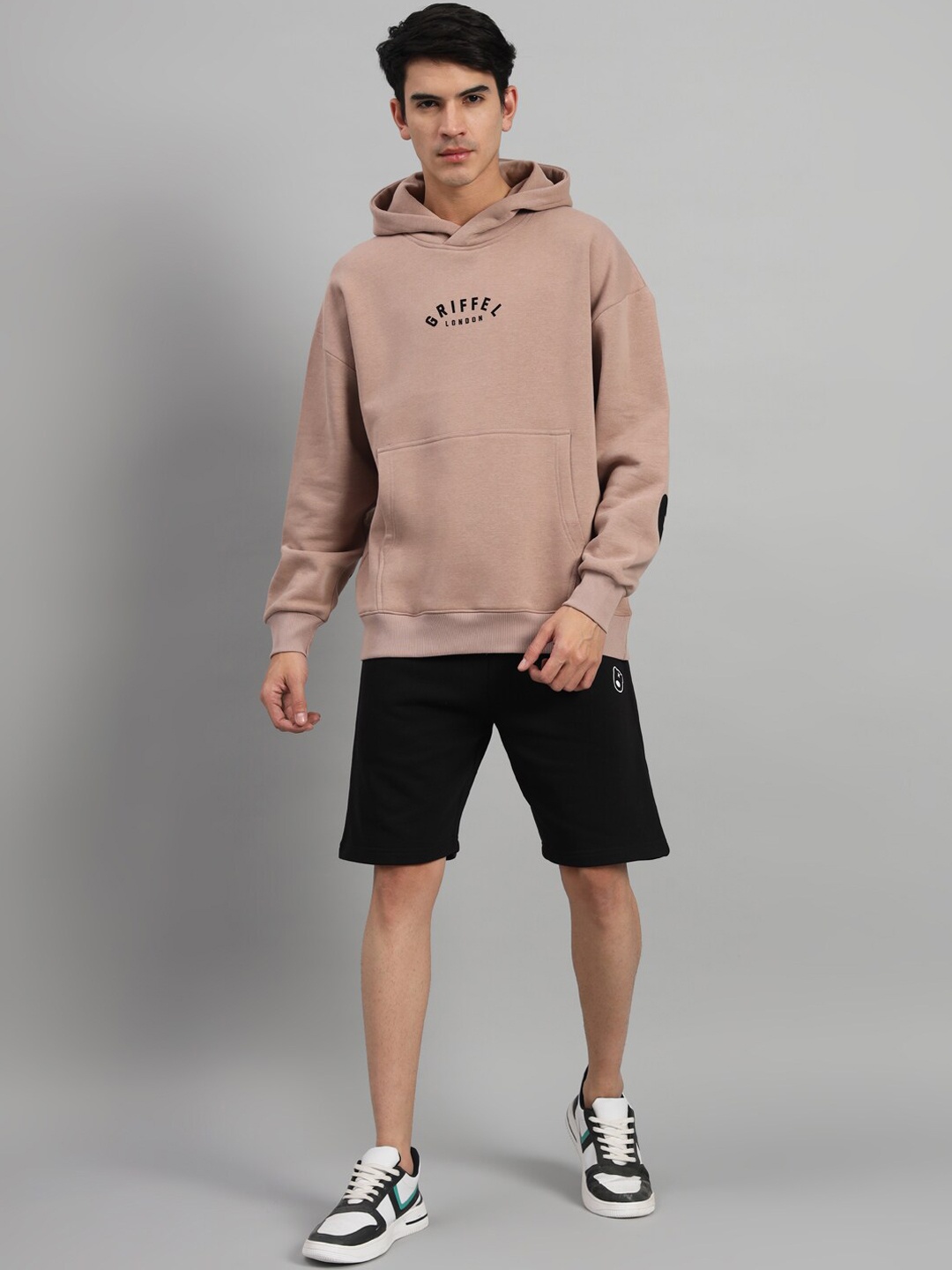 

GRIFFEL Hooded Fleece Cotton Sweatshirt With Shorts, Cream