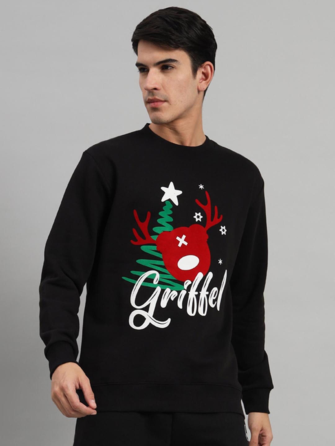 

GRIFFEL Graphic Printed Fleece Sweatshirt, Black