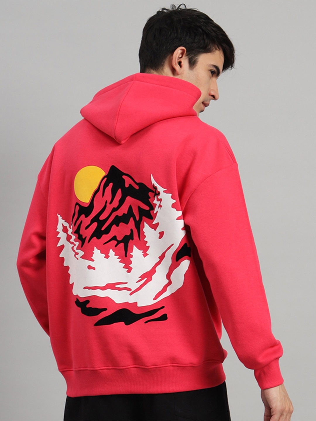 

GRIFFEL Graphic Printed Hooded Fleece Sweatshirt, Pink