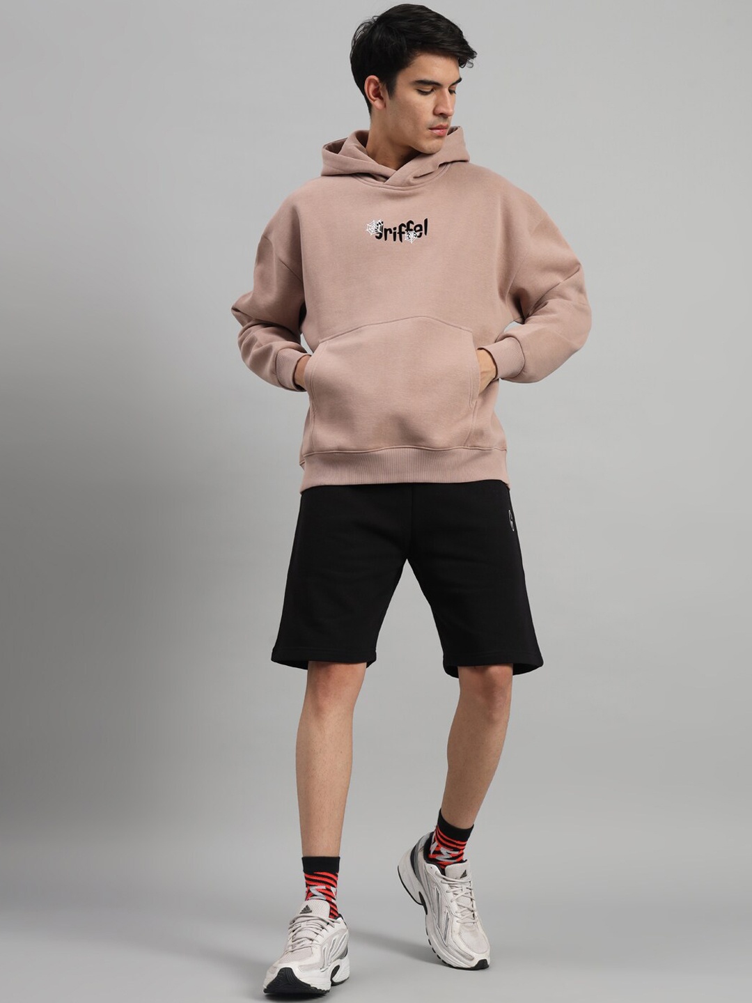 

GRIFFEL Hooded Fleece Cotton Sweatshirt With Shorts, Cream