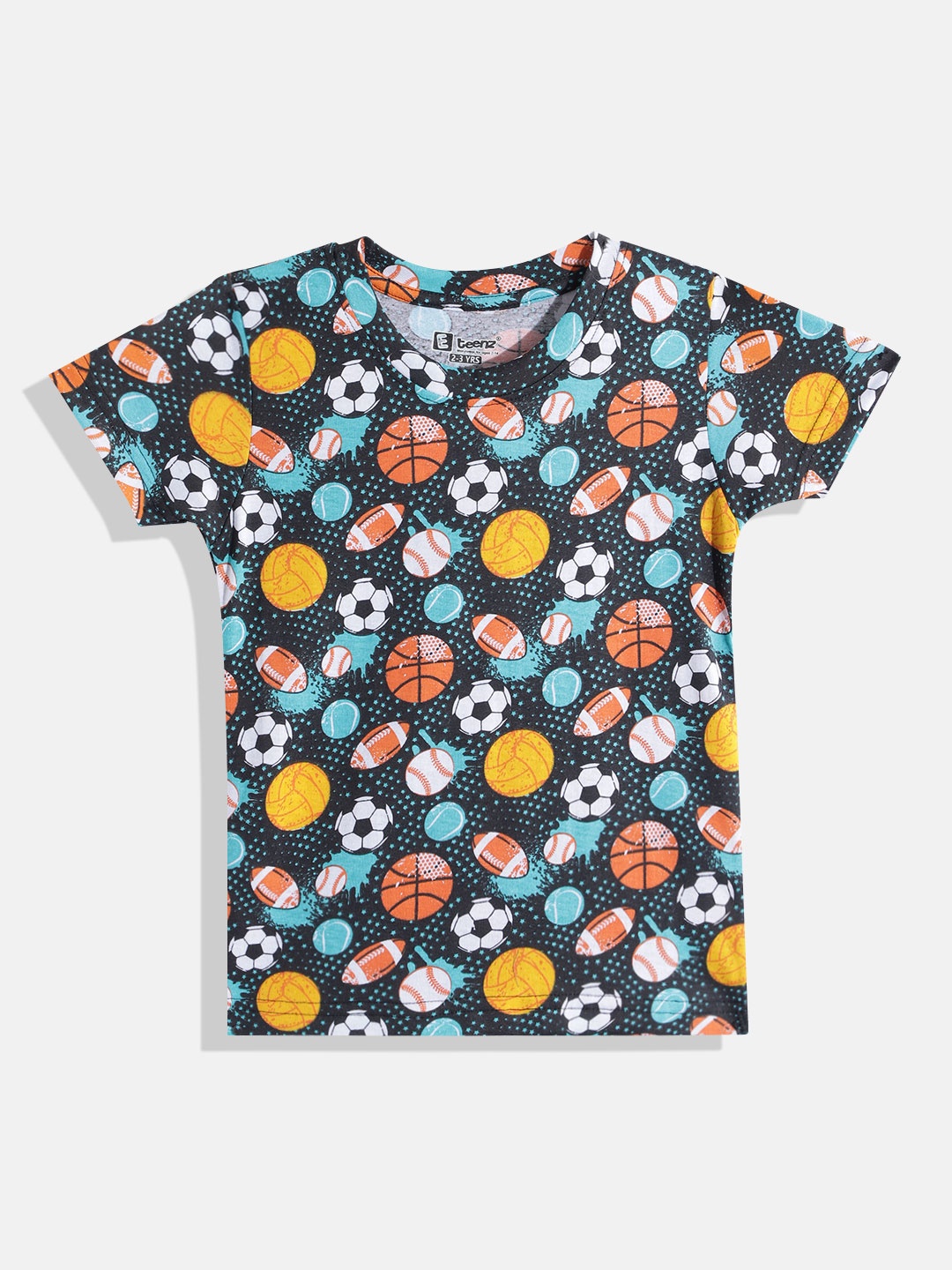 

Eteenz Boys Printed Premium Cotton T-shirt, Black