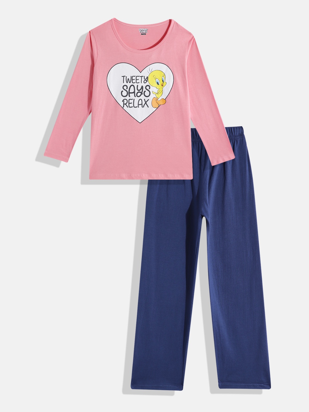 

Eteenz Boys Premium Cotton Printed T-shirt with Trousers, Pink