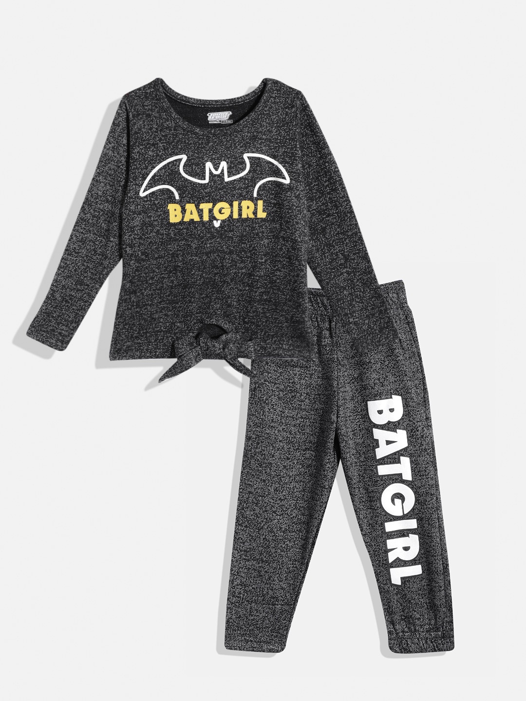 

Eteenz Girls Batgirl Printed Cotton Top with Trousers, Black