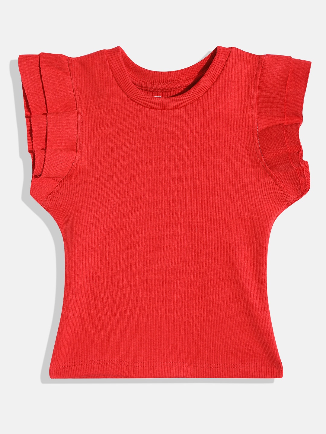 

Eteenz Girls Premium Cotton Flutter Sleeve Top, Coral