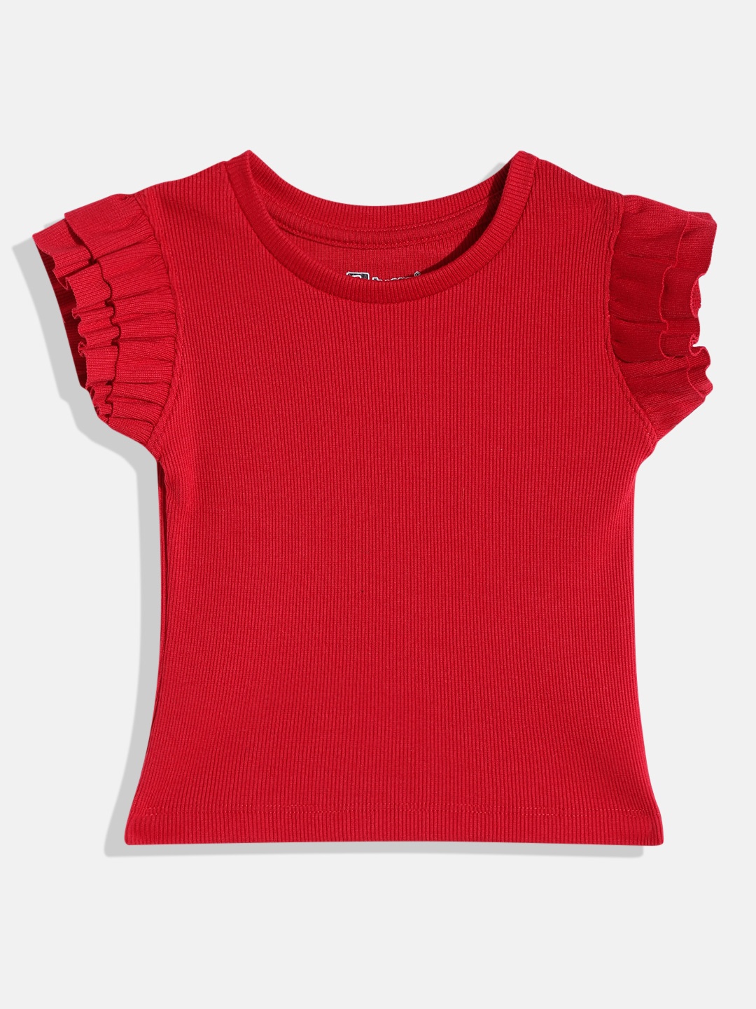 

Eteenz Girls Premium Cotton Flutter Sleeve Top, Red