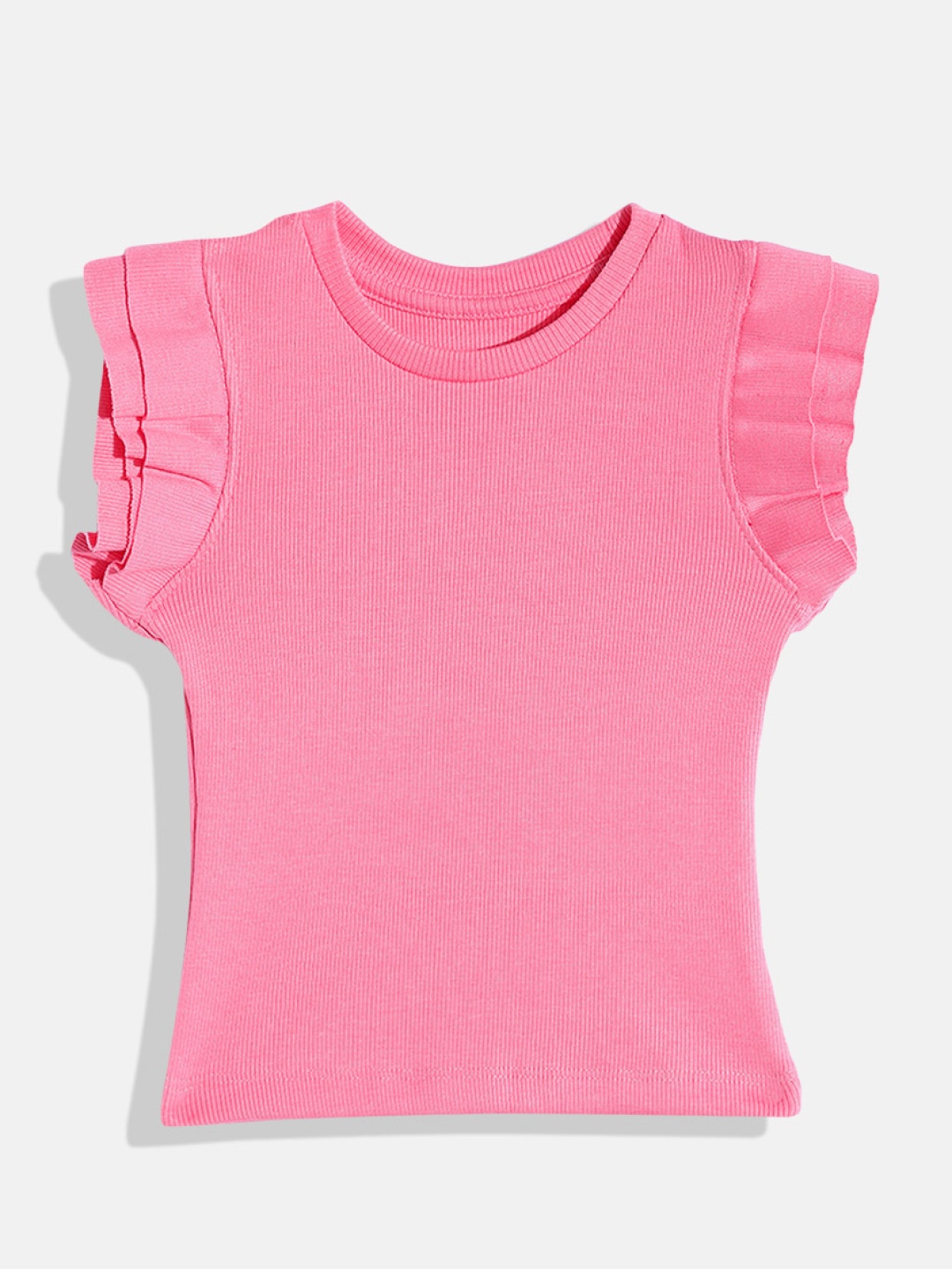 

Eteenz Girls Premium Cotton Flutter Sleeve Top, Pink