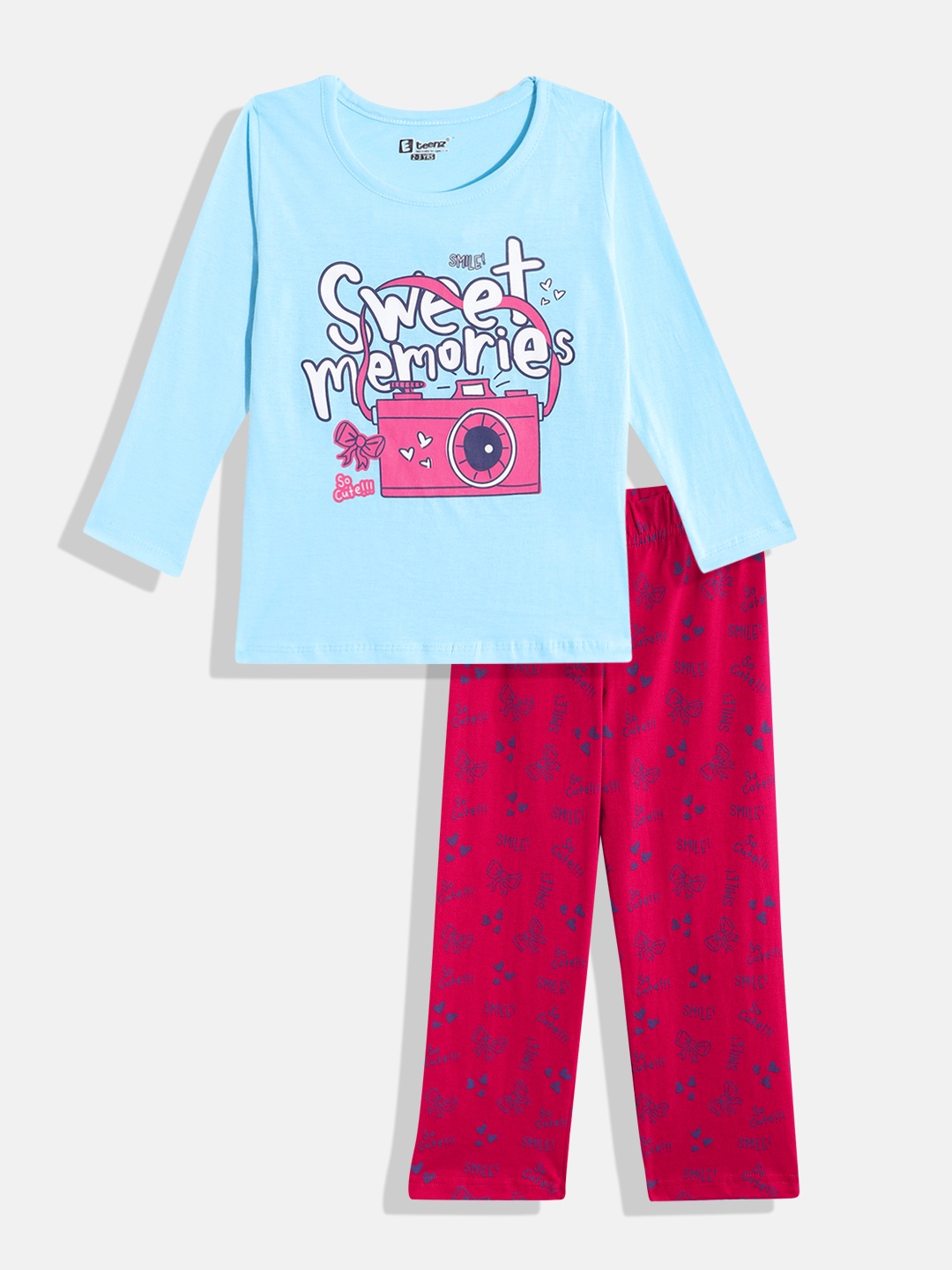 

Eteenz Boys Premium Cotton Printed T-shirt with Trousers, Assorted