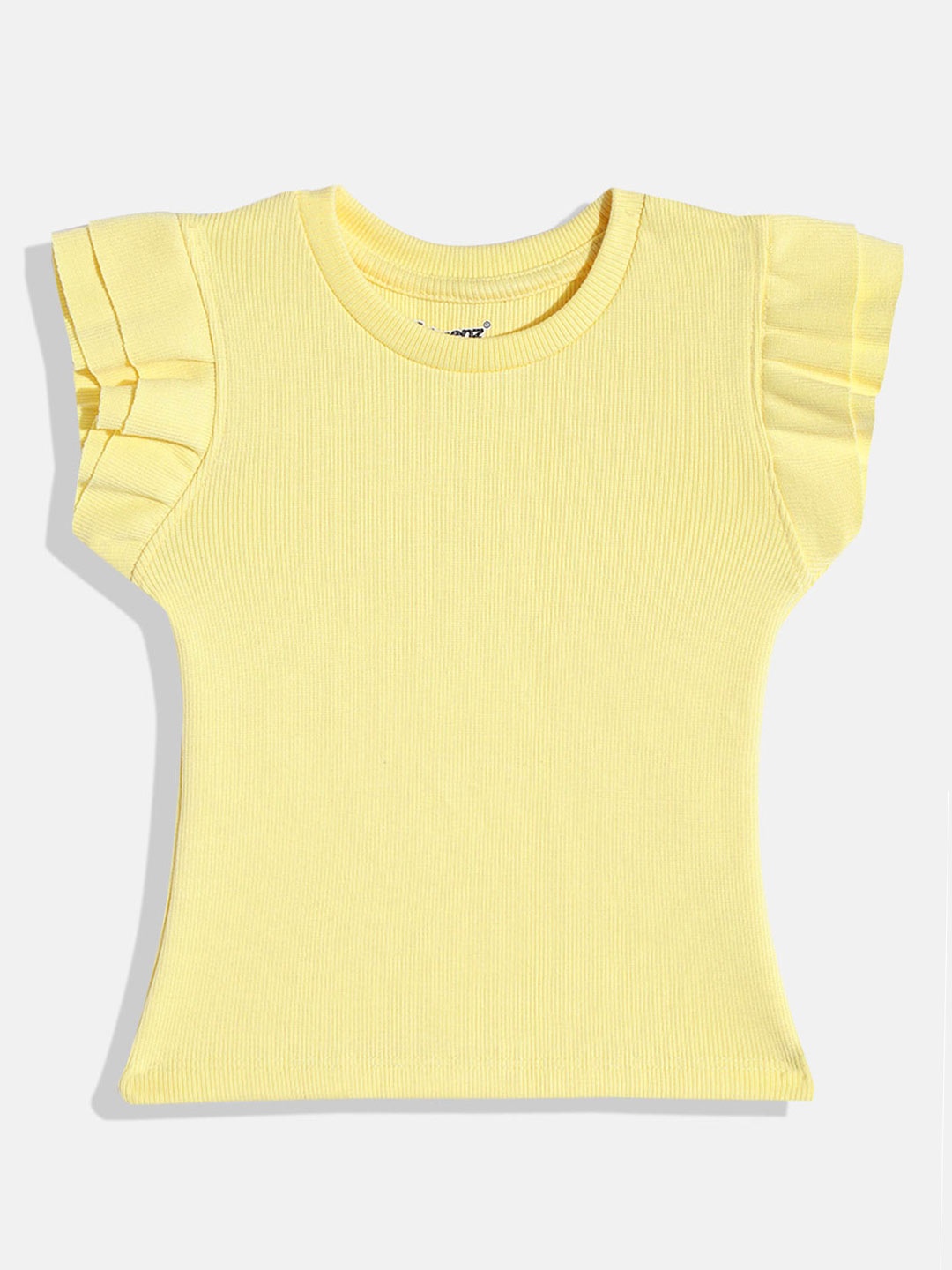 

Eteenz Girls Premium Cotton Flutter Sleeve Top, Yellow