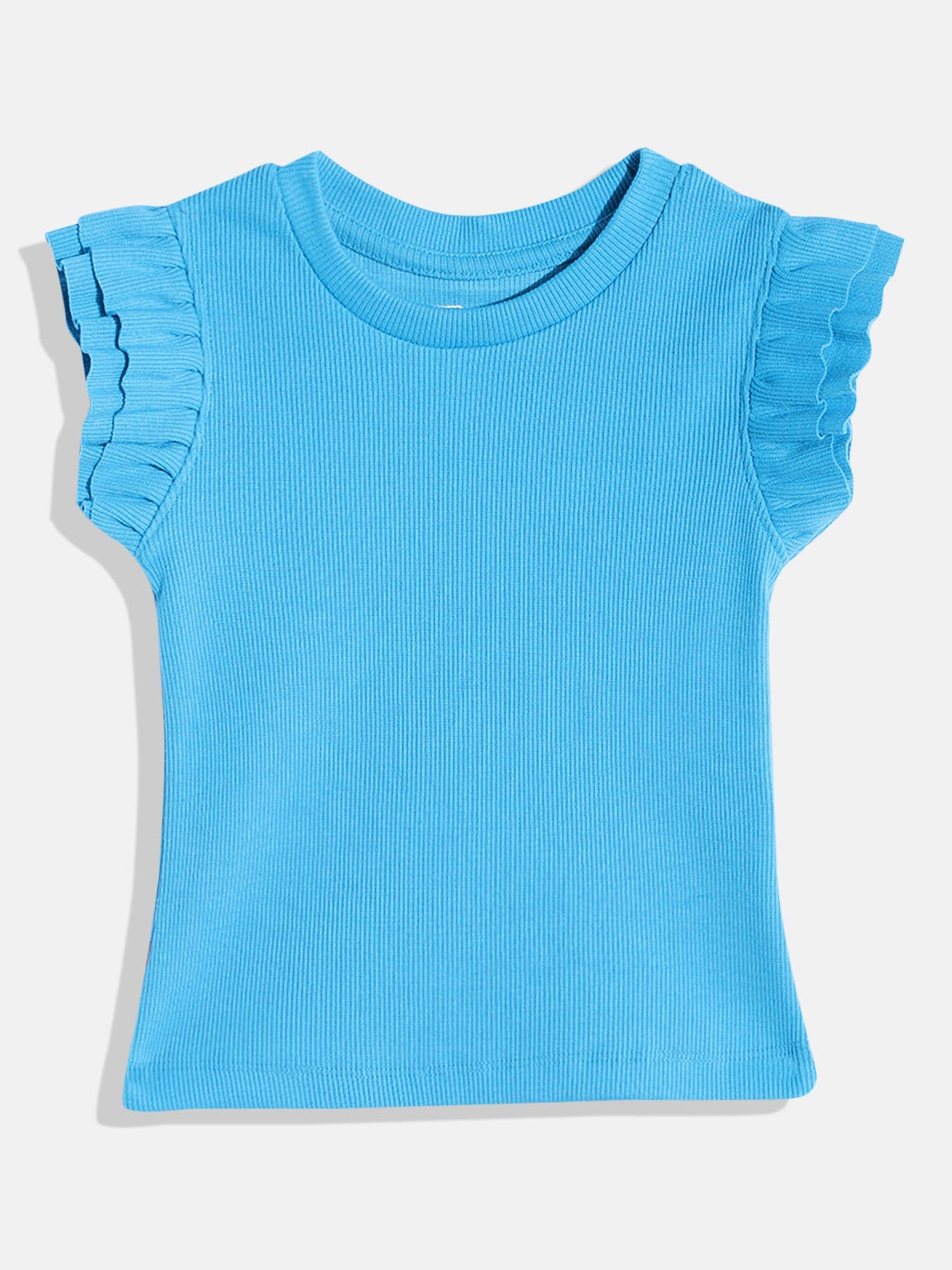 

Eteenz Girls Premium Cotton Flutter Sleeve Top, Blue