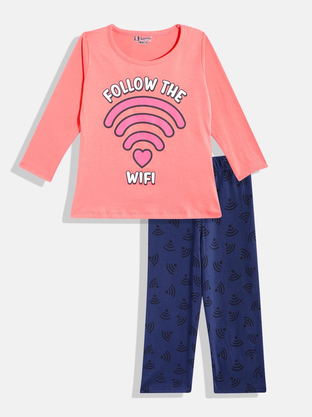 

Eteenz Boys Premium Cotton Printed T-shirt with Trousers, Assorted
