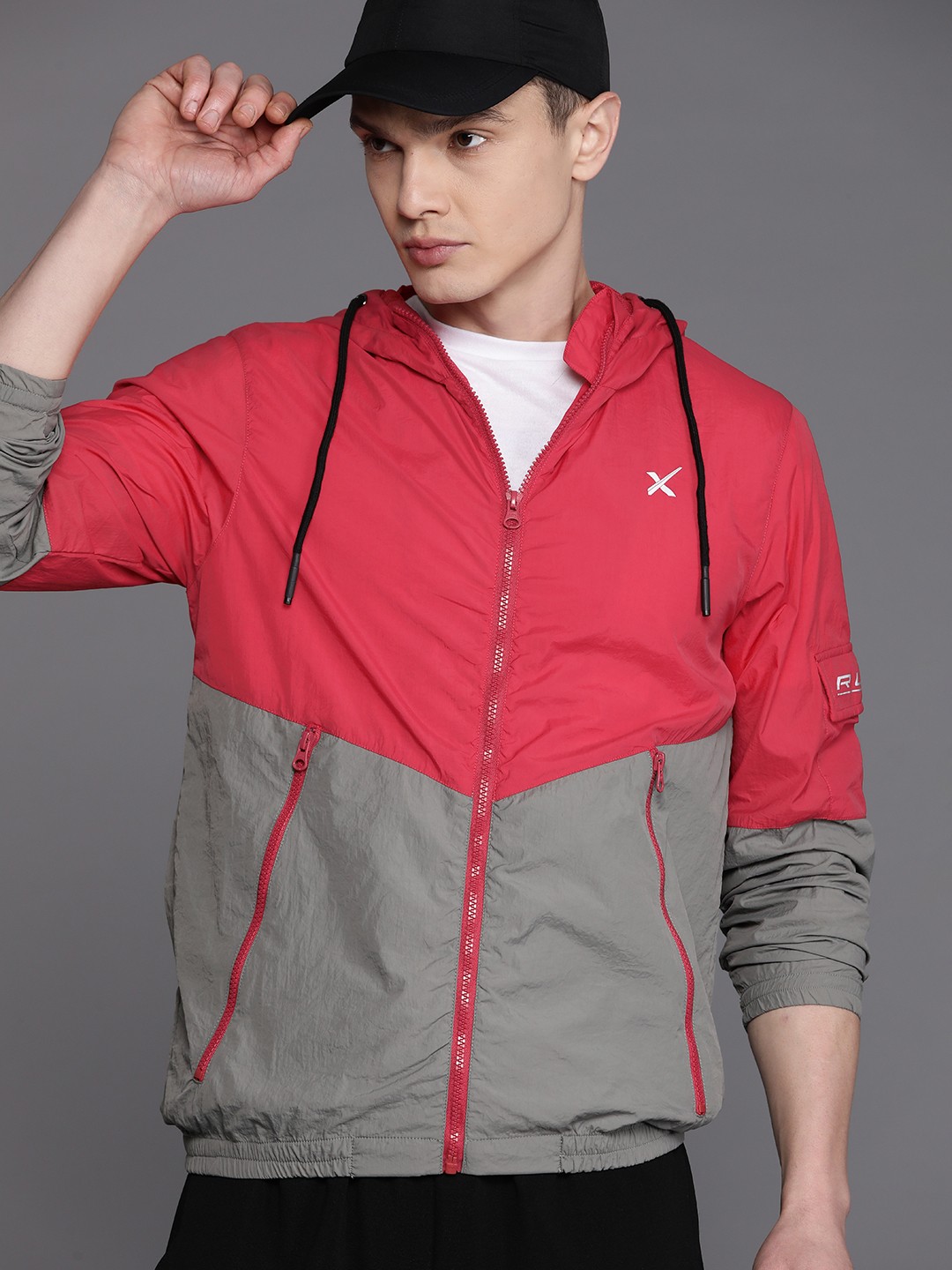 

HRX by Hrithik Roshan Men Colourblocked Windcheater Running Sporty Jacket, Red