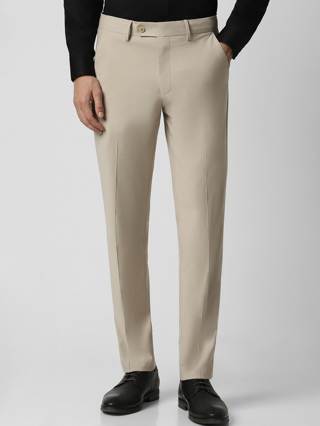 

Van Heusen Men Mid-Rise Slim Fit Formal Trousers, Beige