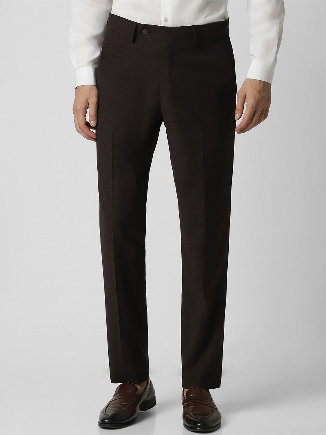 

Van Heusen Men Mid-Rise Slim Fit Formal Trousers, Brown