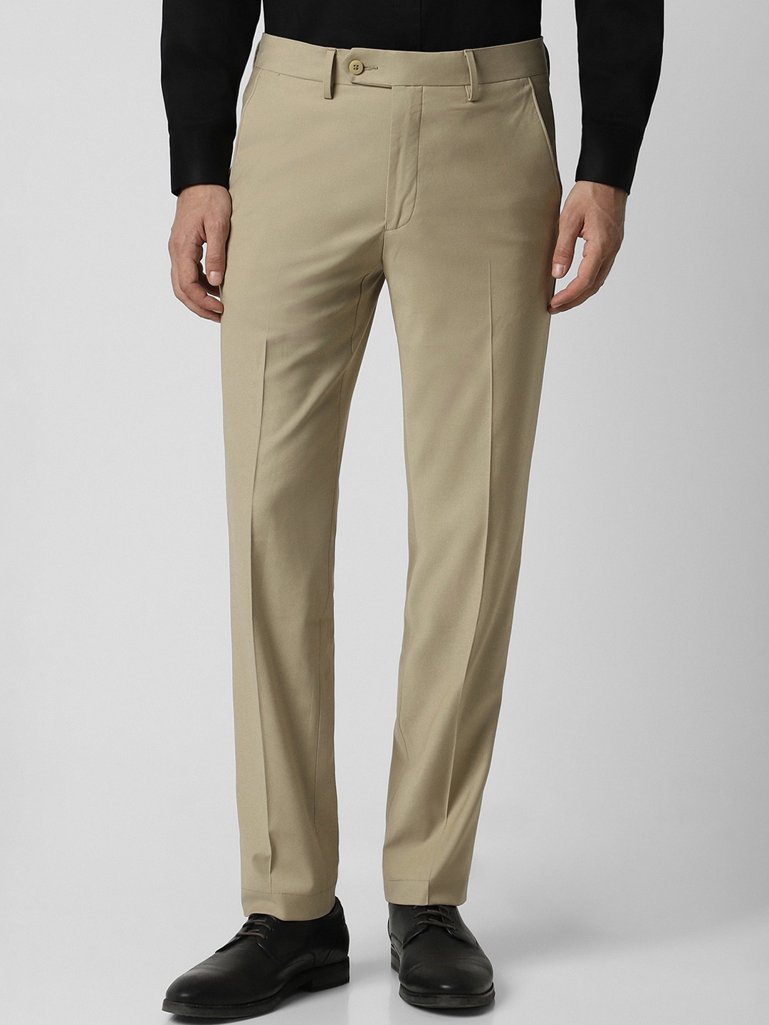 

Van Heusen Men Mid-Rise Slim Fit Formal Trousers, Beige