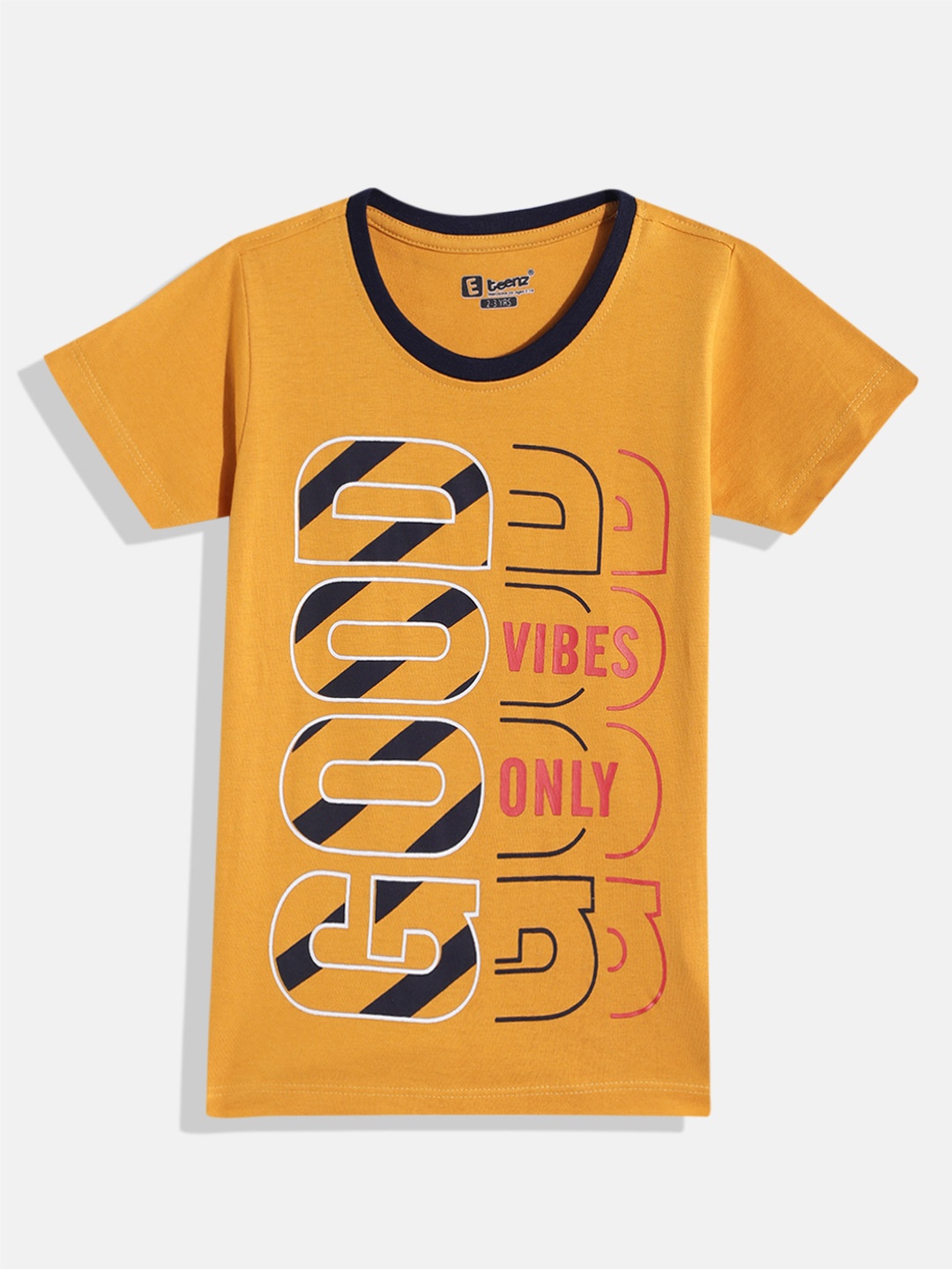 

Eteenz Boys Premium Cotton Typography Printed T-shirt, Yellow
