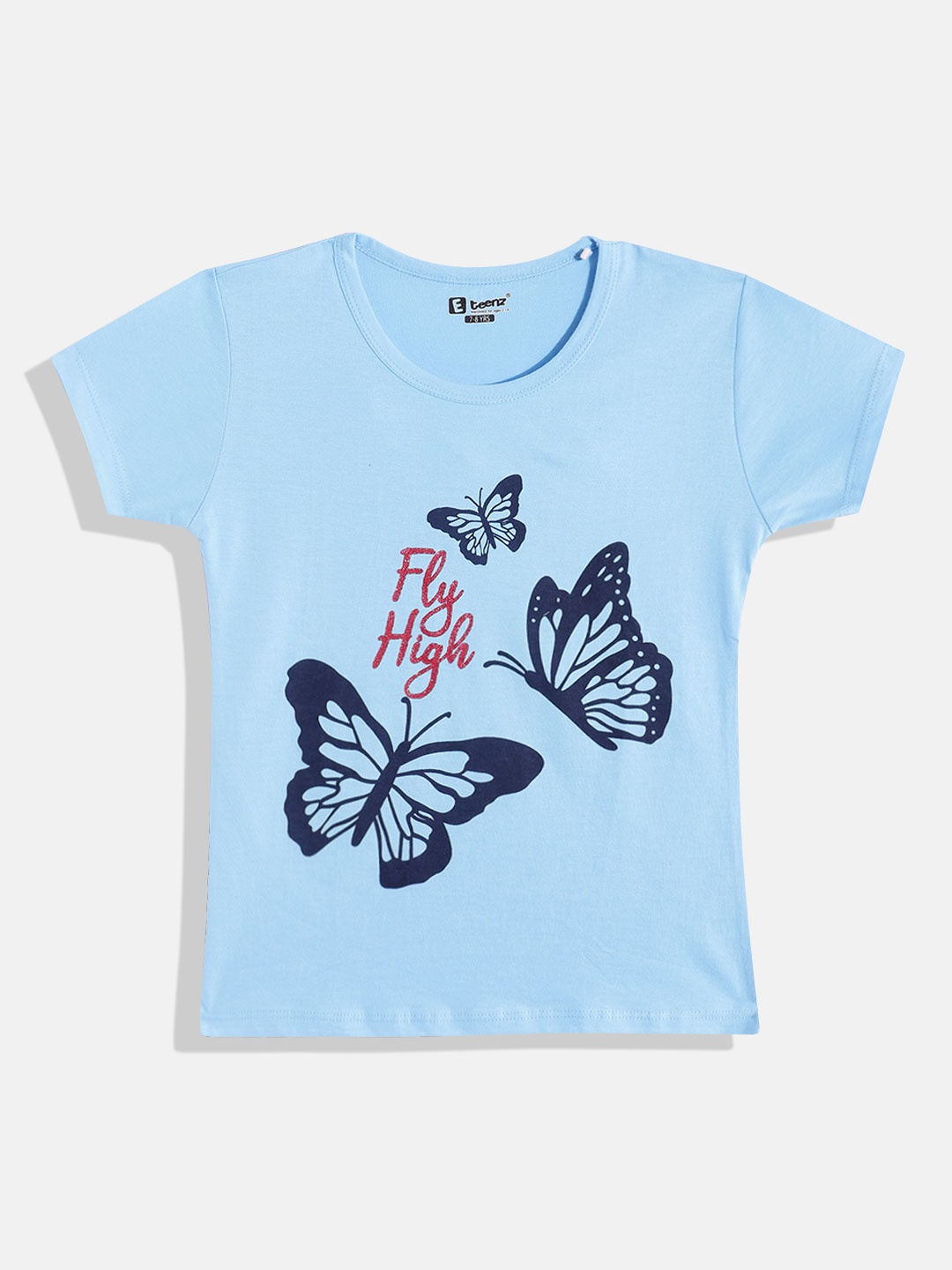 

Eteenz Girls Premium Cotton Graphic Printed T-shirt, Blue