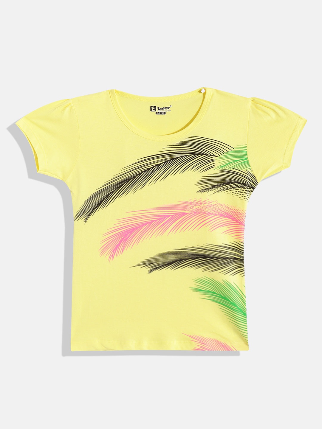 

Eteenz Girls Premium Cotton Graphic Printed T-shirt, Yellow