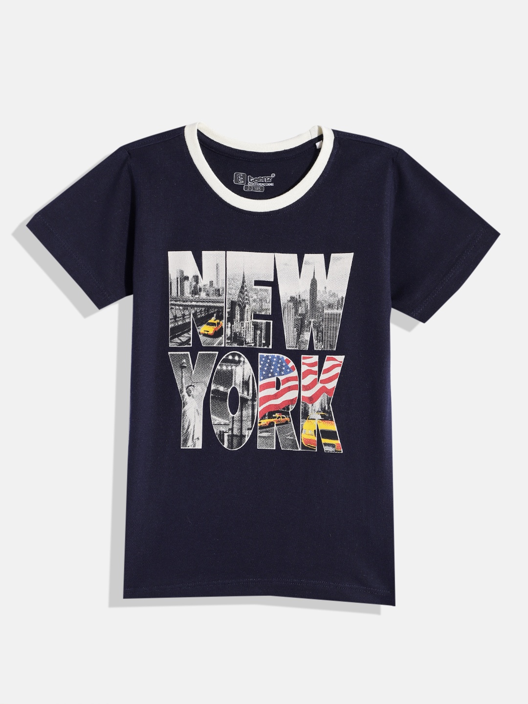 Eteenz Boys Premium Cotton Typography Printed T-shirt, Navy blue