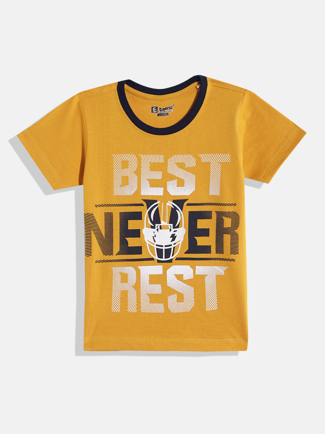 

Eteenz Boys Premium Cotton Typography Printed T-shirt, Mustard