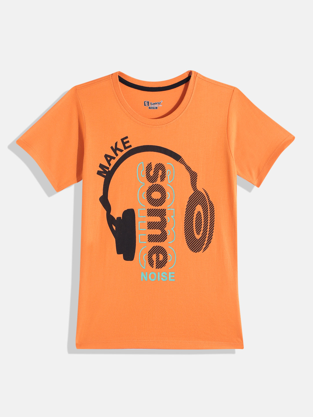 

Eteenz Boys Printed Premium Cotton T-shirt, Orange