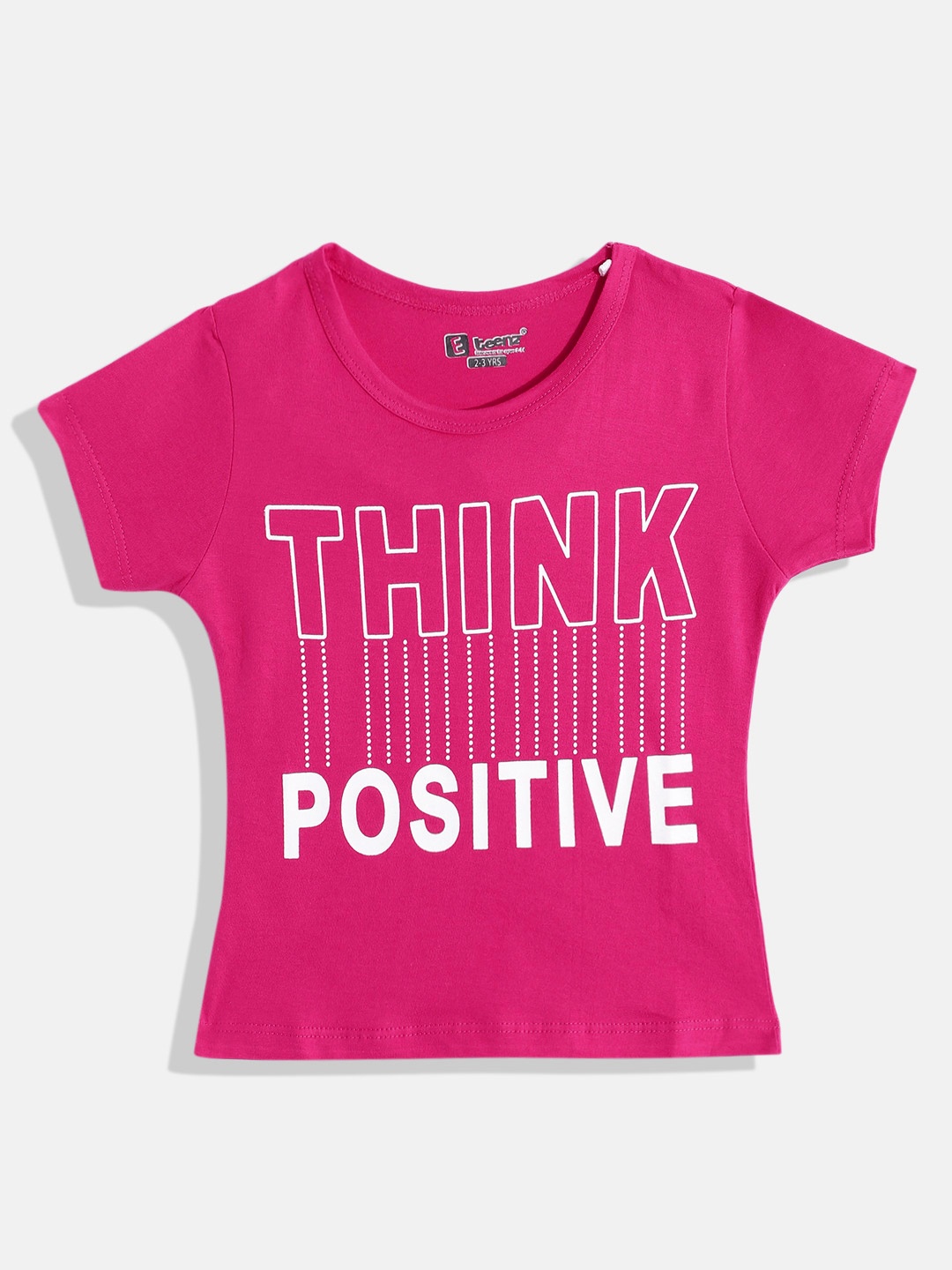 

Eteenz Girls Premium Cotton Typography Printed T-shirt, Fuchsia