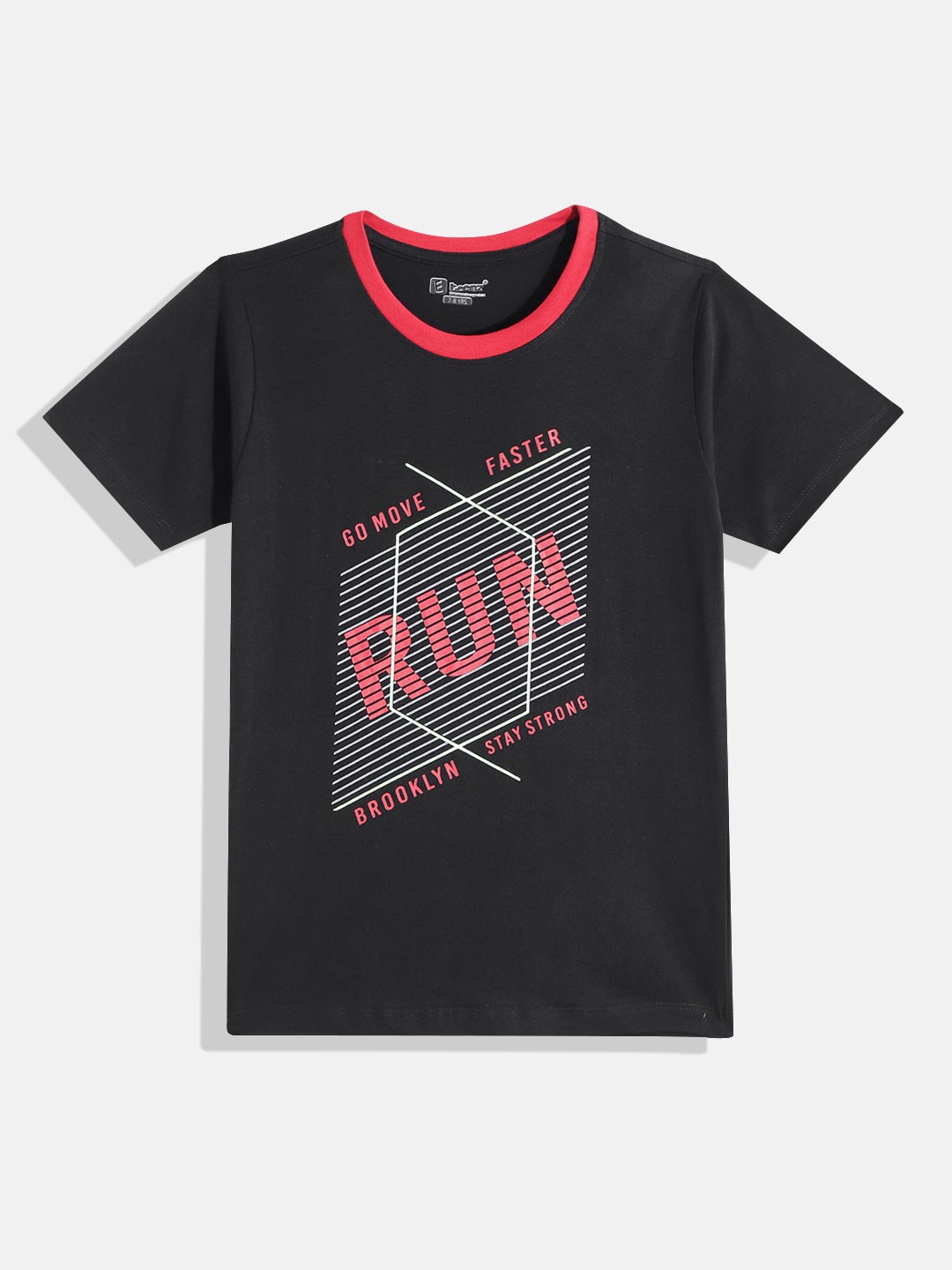 

Eteenz Boys Typography Printed Premium Cotton T-shirt, Black