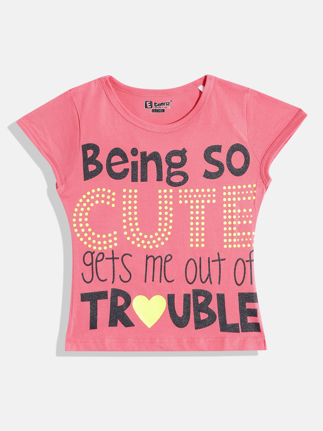 

Eteenz Girls Premium Cotton Typography Printed T-shirt, Pink