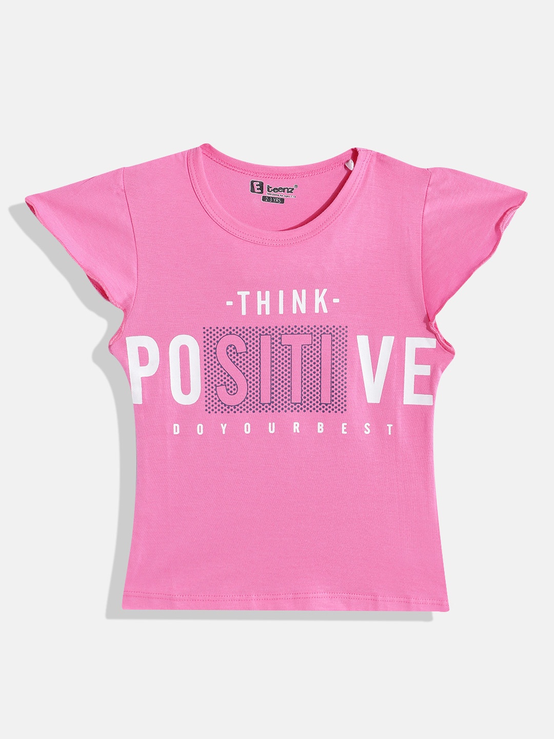 

Eteenz Girls Premium Cotton Typography Printed T-shirt, Pink