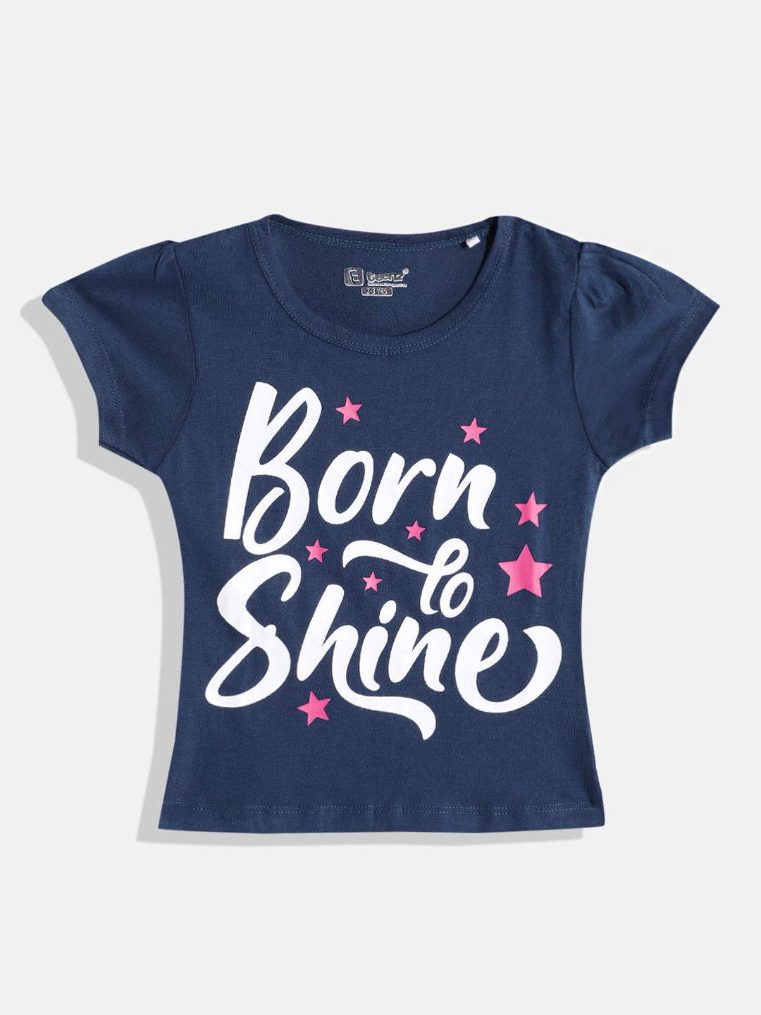 

Eteenz Girls Premium Cotton Typography Printed T-shirt, Navy blue