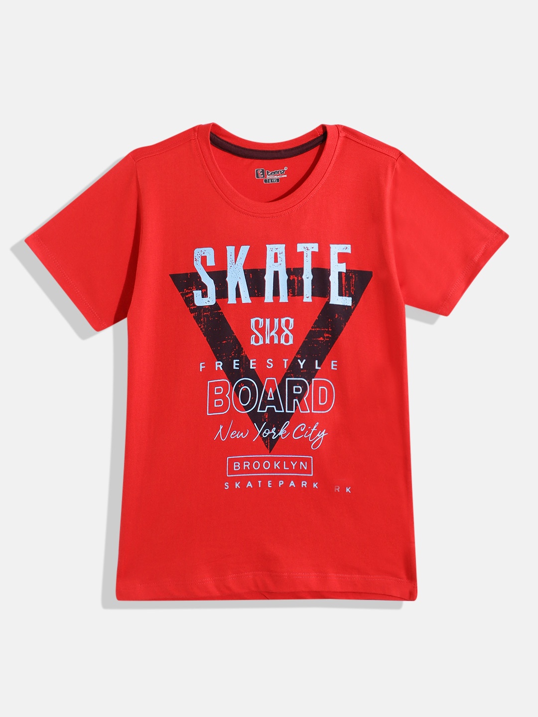 

Eteenz Boys Premium Cotton Typography Printed T-shirt, Red