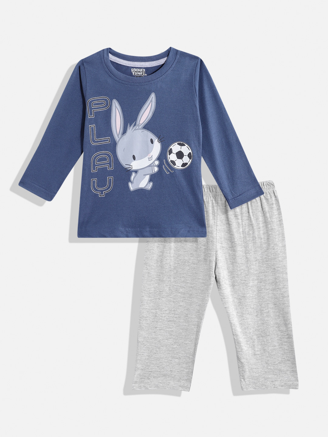 

Eteenz Infant Boys Premium Cotton Printed T-shirt With Trousers, Navy blue