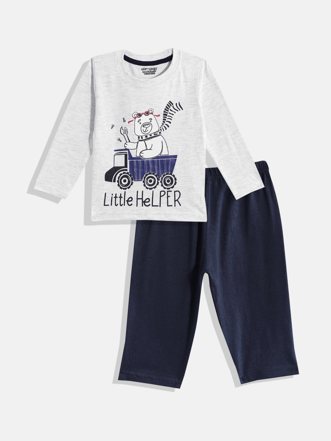 

Eteenz Infant Boys Premium Cotton Printed T-shirt With Trousers, Grey