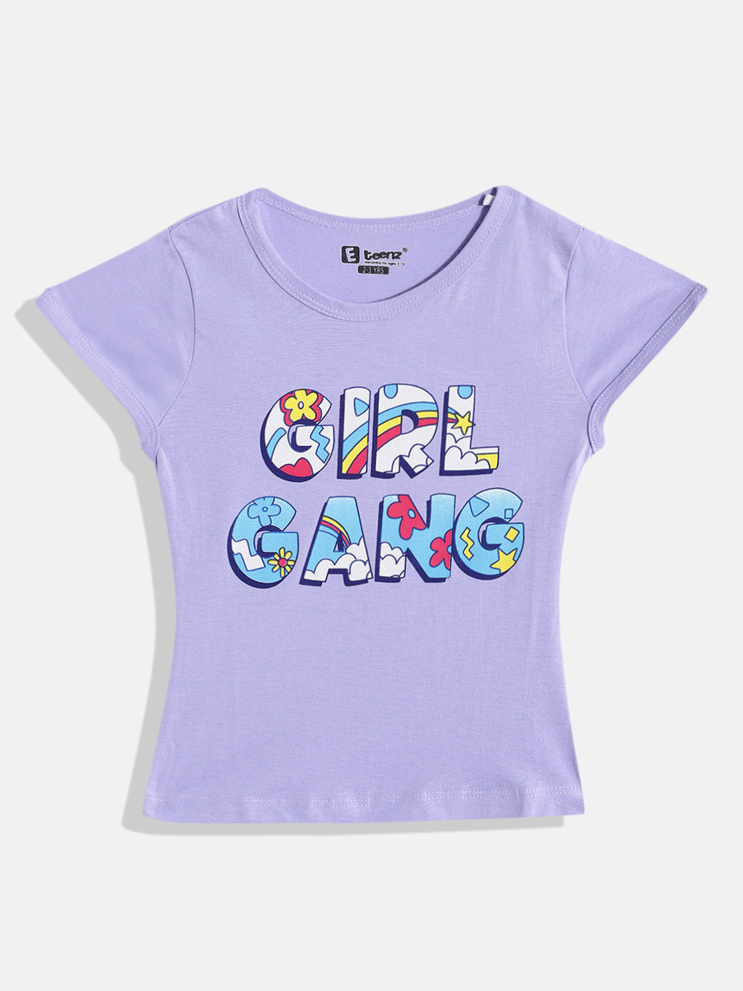 

Eteenz Girls Premium Cotton Typography Printed T-shirt, Lavender
