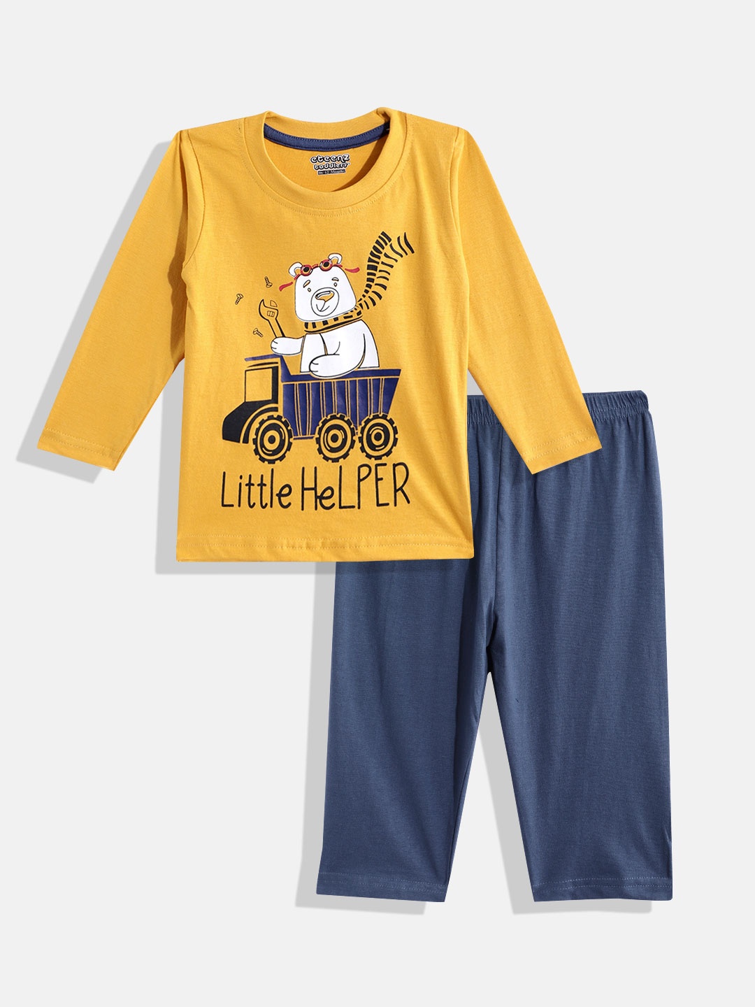 

Eteenz Infant Boys Premium Cotton Printed T-shirt With Trousers, Yellow