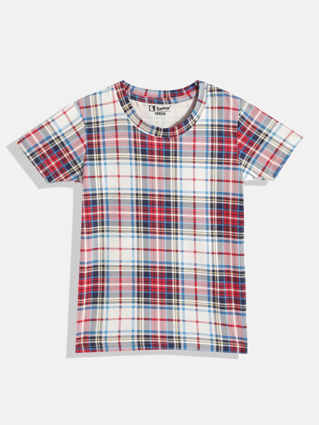 

Eteenz Boys Checked Premium Cotton T-shirt, White