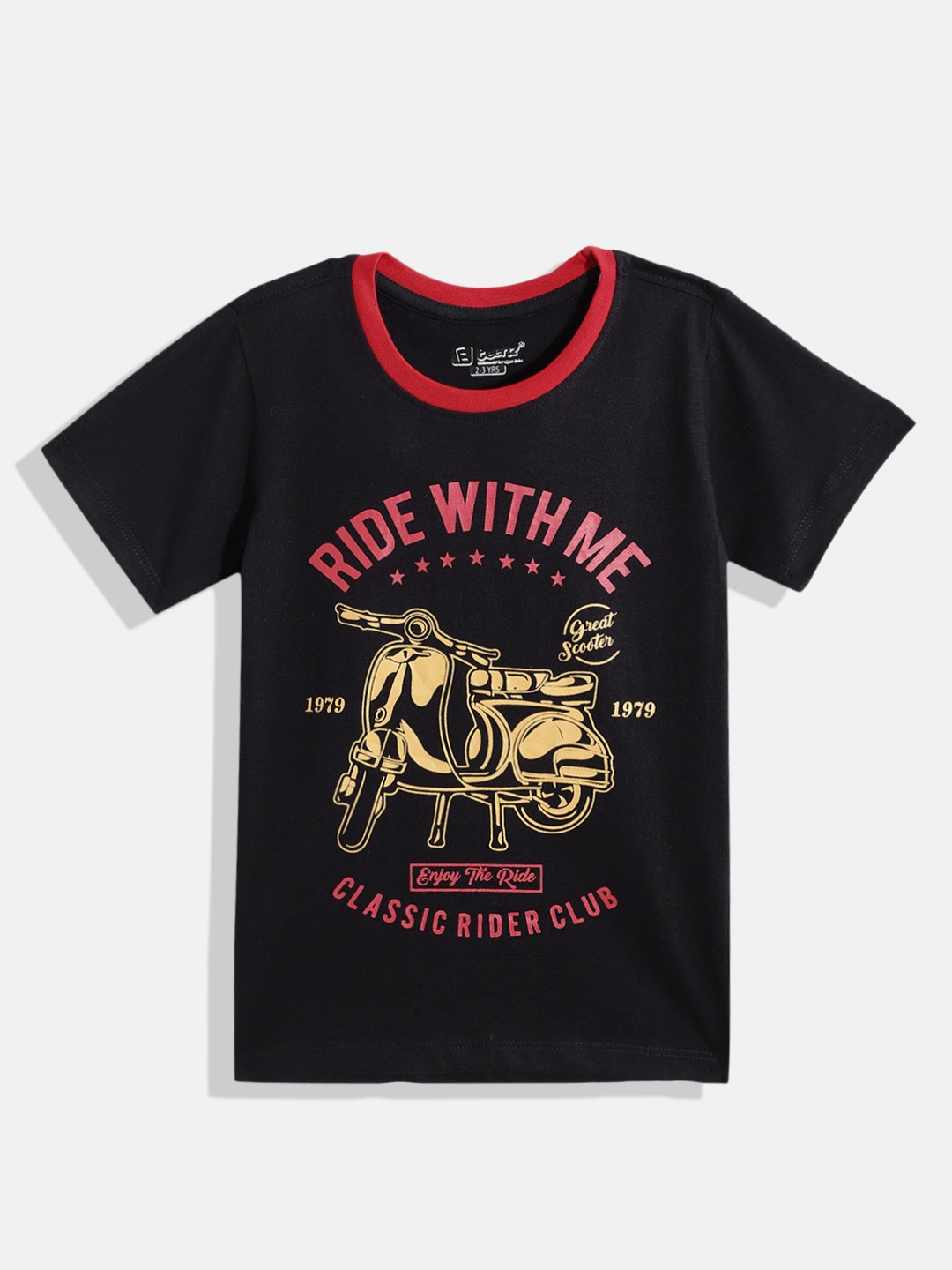 

Eteenz Boys Typography & Graphic Printed Premium Cotton Round-Neck T-shirt, Black